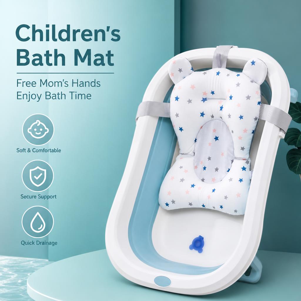 Tappetino pieghevole per il bagnetto del bambino, antiscivolo, morbido, con cuscino per il corpo, cuscino per la vasca da bagno, protezione per la doccia, ideale per neonati da 0 a 12 mesi, seggiolino da bagno con motivo a ca