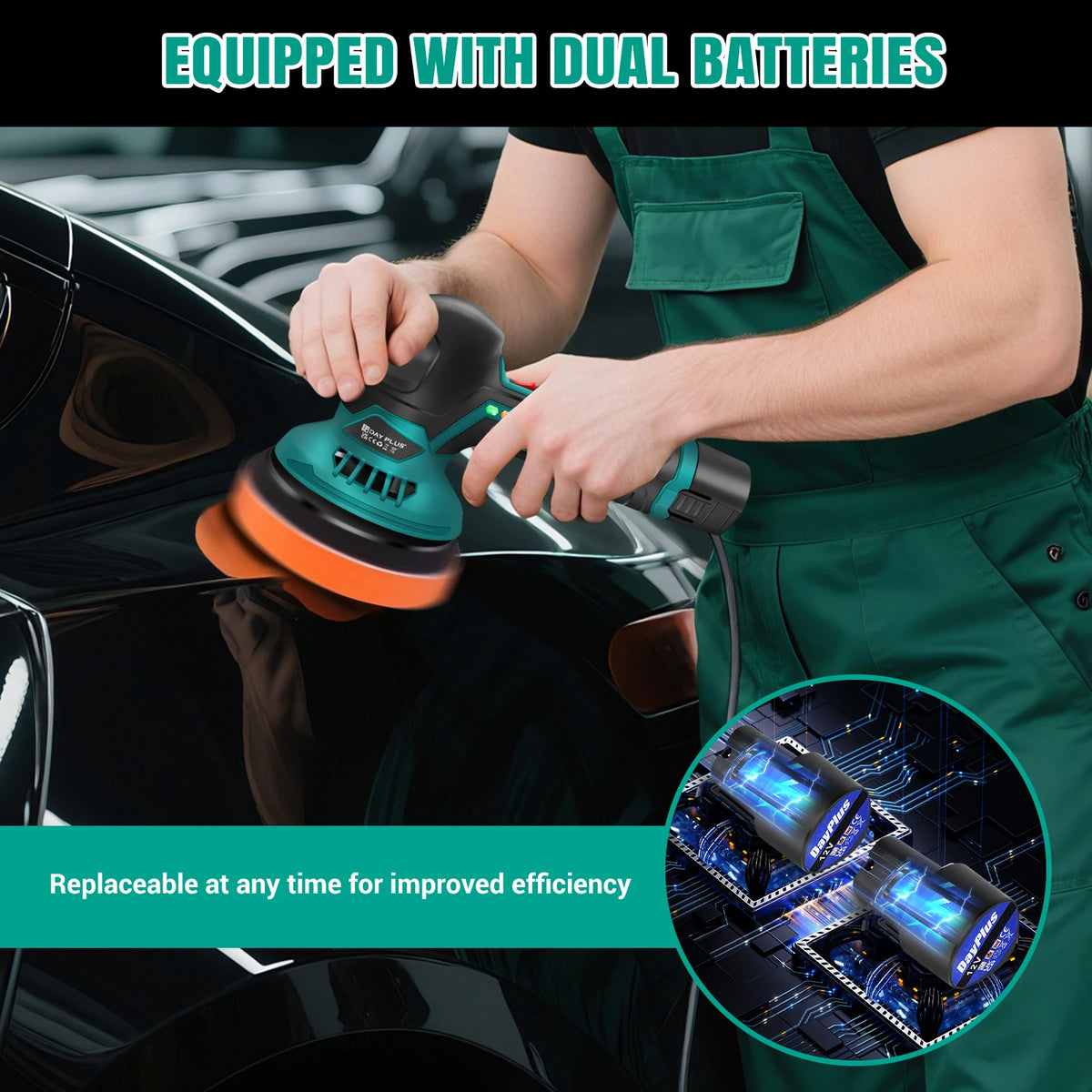 Lucidatrice per auto senza fili, lucidatrice elettrica a 6 velocità variabili con 2 batterie da 12V 2.0Ah – 2800-5500 giri/min, motore brushless – Per dettagli auto, ceratura, levigatura