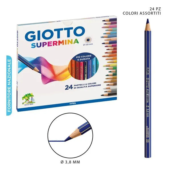 GIOTTO Supermina 12 Pastelli a Colori – Matite Colorate Mina 3,8 mm – Originali FILA