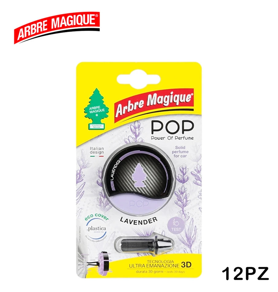 Confezione da 6 o 12 Arbre Magique POP Lavanda, profumatori auto solidi, fragranza decisa e fresca, formato scorta per auto, furgone, armadio e piccoli ambienti