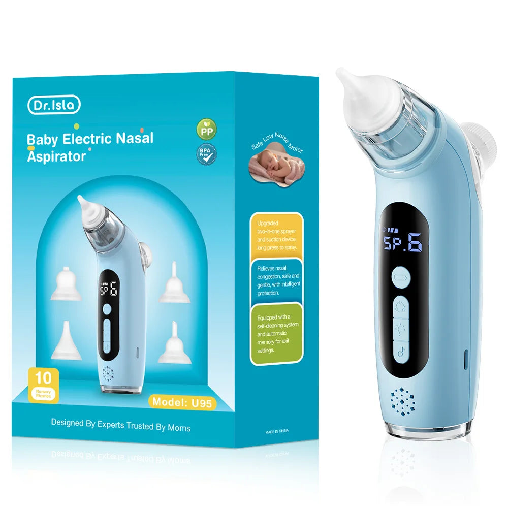 MAMIJOY Aspiratore nasale elettrico 2 in 1 per bambini e funzione nebulizzatore 6 modalità di aspirazione e nebulizzatore musicale per bambini e pulitore nasale U95