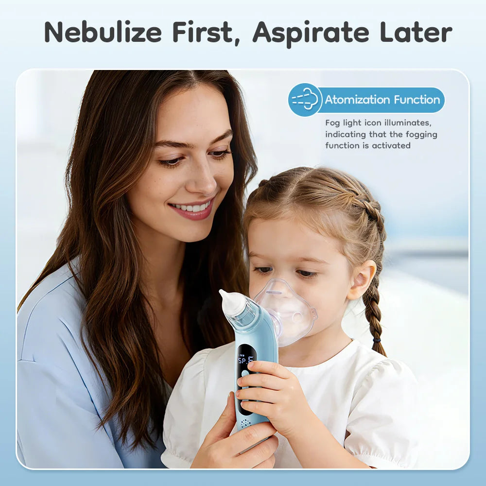 MAMIJOY Aspiratore nasale elettrico 2 in 1 per bambini e funzione nebulizzatore 6 modalità di aspirazione e nebulizzatore musicale per bambini e pulitore nasale U95