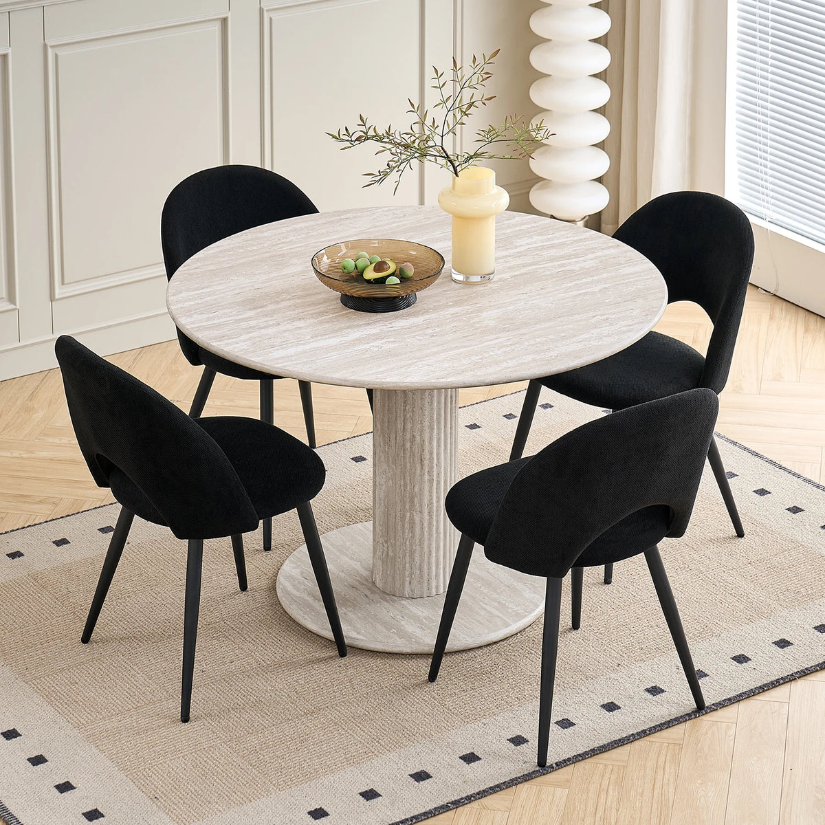 Tavolo da pranzo rotondo in stile nordico, tavolo da pranzo moderno per cucina domestica in legno massello, adatto per 4-6 persone, diametro 115 cm