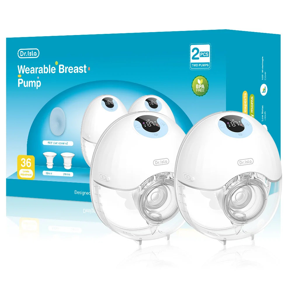MAMIJOY Tiralatte Elettrico Indossabile 2 Pezzi, 4 Modalità e 36 Livelli, Senza Mani, Silenzioso, Capacità 210ml, Regalo 10 Sacchetti per la Conservazione del Latte EB46D