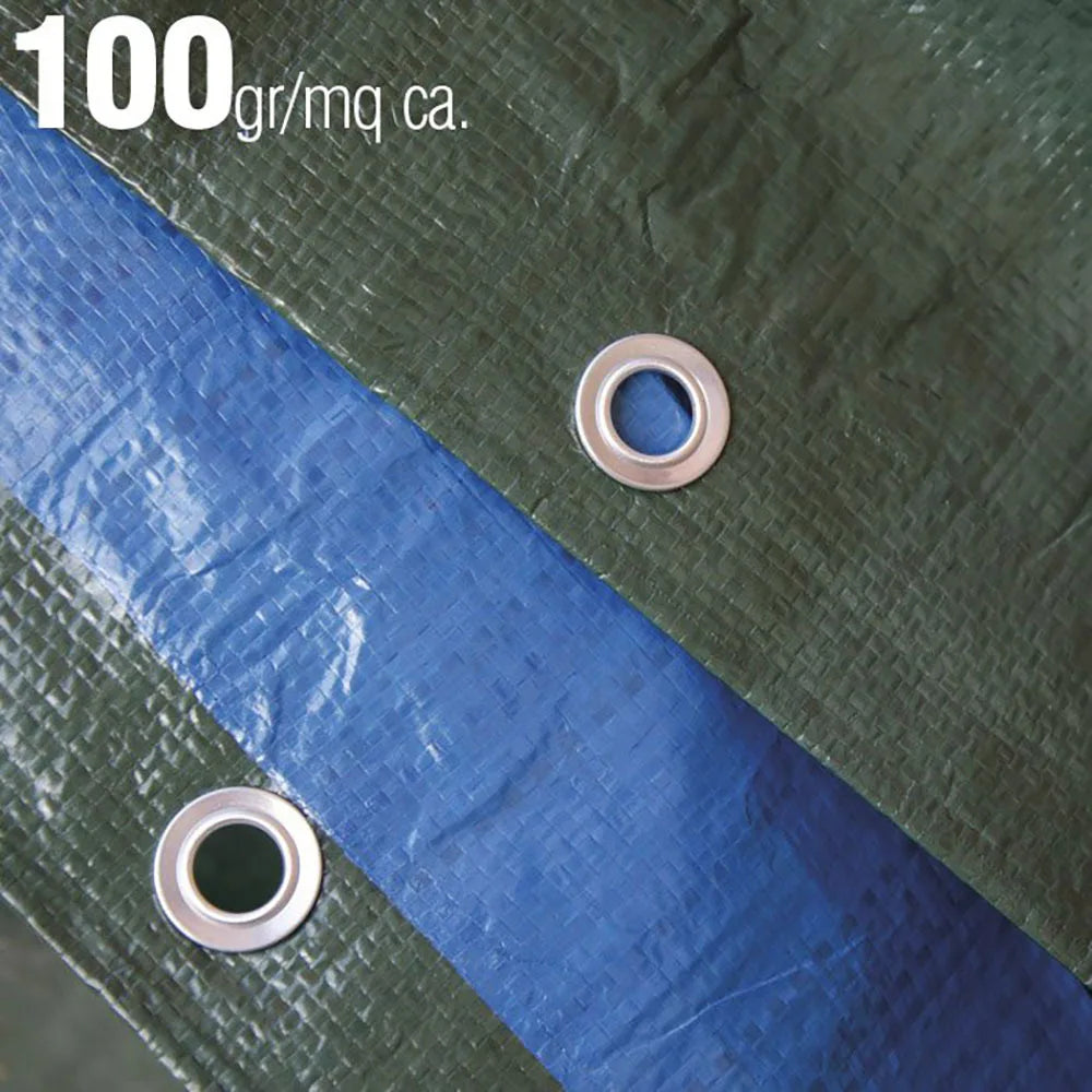 Telo Occhiellato Blu/Verde,Telone resistente, Telo Impermeabile,tessuto di alta qualità, multiuso, Adatto per Tetto,, con occhielli , ideale come regalo per familiari e amici, perfetto per cortili, giardini, patii e aree pis