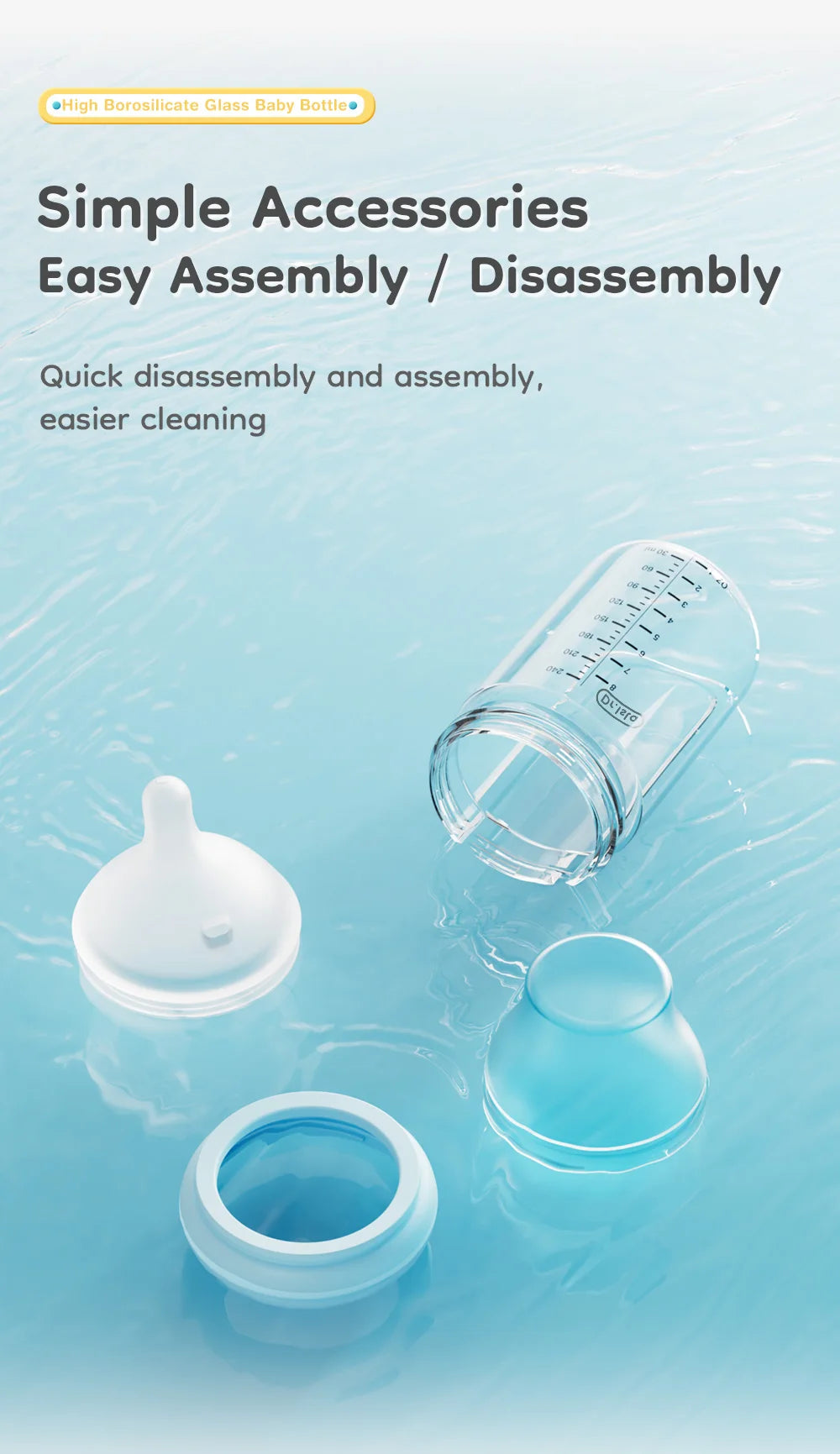 MAMIJOY GB60 – Biberon in vetro da 90, 160 o 240 ml