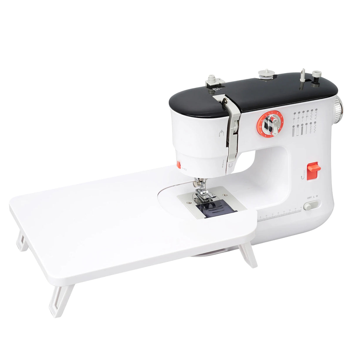 Macchina da Cucire Elettrica Mini 519 per Fai-da-Te con Doppio Filo, Tavolo di Estensione per Ampio Spazio di Lavoro, Controllo Velocità Alta/Bassa, EU