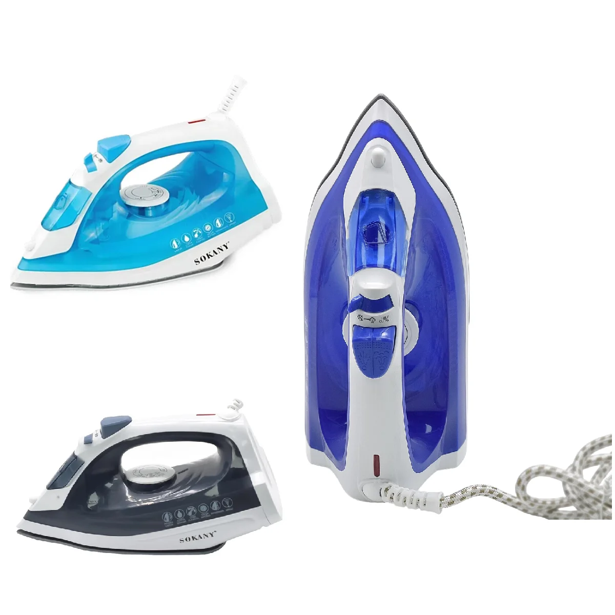 Ferro da Stiro a Vapore Elettrico per Vestiti 1600W, Temperatura Regolabile, Funzione Spray e Vapore Potenziato, Piastra Antiaderente, Serbatoio Acqua da 220 ml, Stiratura Rapida per Casa