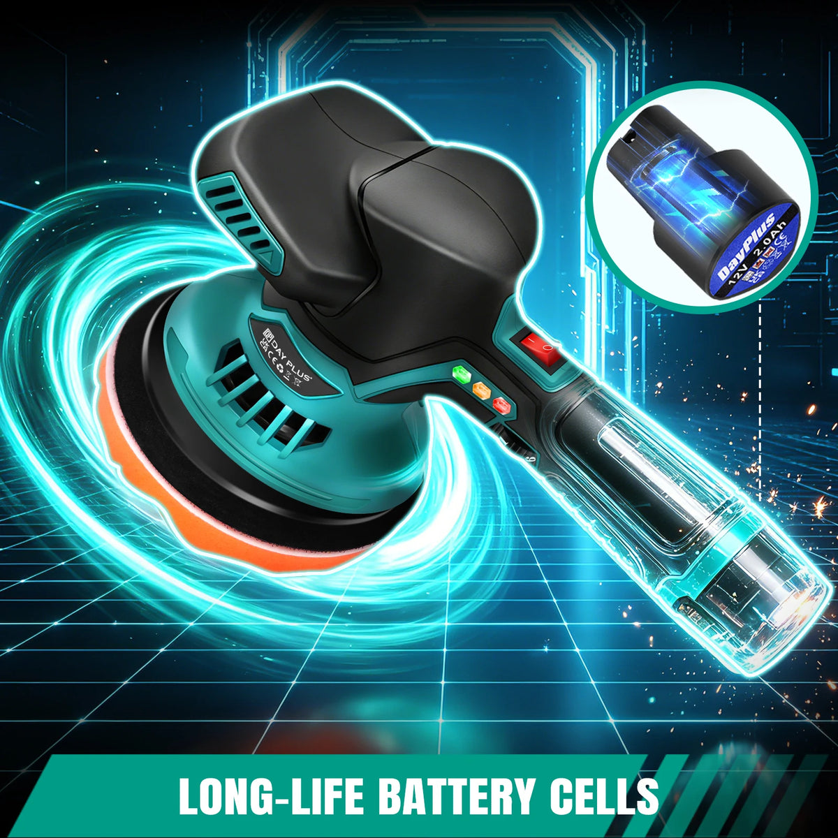 Lucidatrice Senza Fili 12V 800W, 6 Velocità Variabili 2800-6000RPM, Batteria al Litio Portatile, Strumento per Lucidatura Auto, Rimozione Graffi, Finitura a Specchio, Lucidatrice per Dettagli Auto