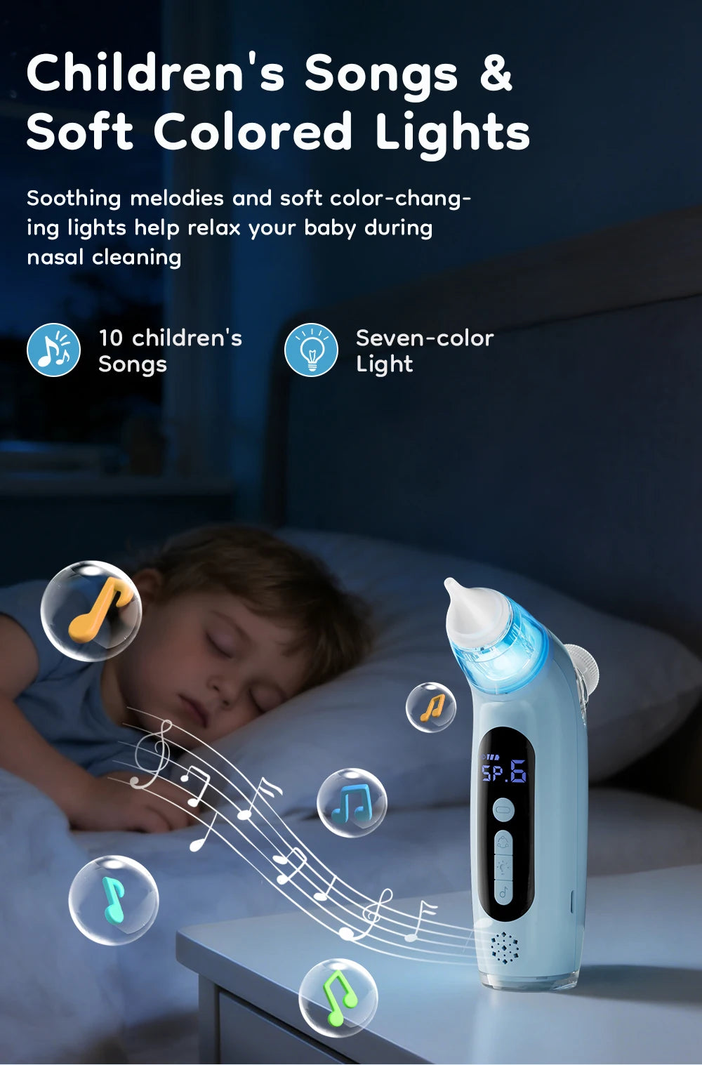 MAMIJOY U95 Aspiratore nasale elettrico per bambini e funzione nebulizzatore 6 modalità di aspirazione e nebulizzatore musicale per bambini e pulitore nasale