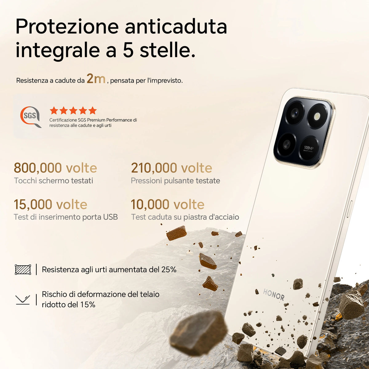 HONOR 400 Smart 4G Smartphone, Display 6.77" 120Hz, Batteria 6500mAh Doppia Cella, Fotocamera AI 108MP, Certificazione SGS 5 Stelle, Resistenza IP65, NFC, Dual SIM, Android 15