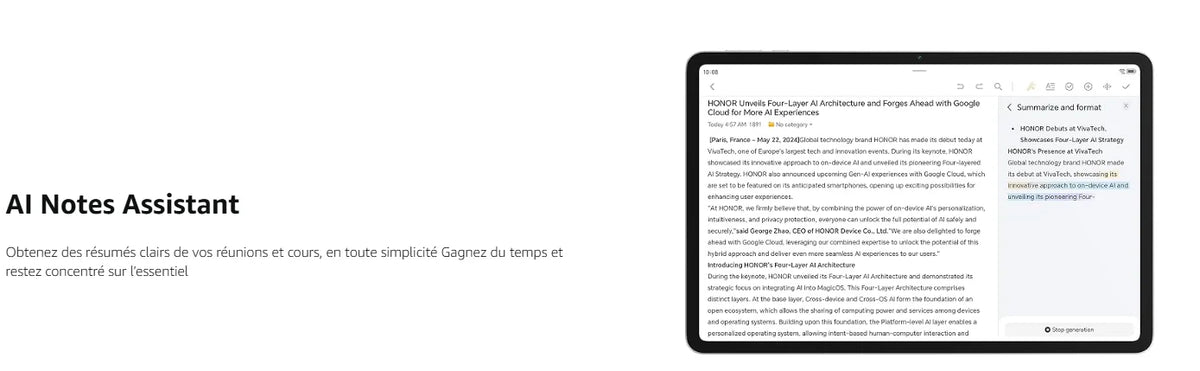 HONOR Pad 10 da 12,1 pollici, 120 Hz, display HONOR Eye Comfort da 2,5K, 8 GB/256 GB, Wi-Fi, batteria da 10.100 mAh, processore Snapdragon 7 Gen 3 a 4 nm, efficienza AI, 6 altoparlanti, Android 15, grigio