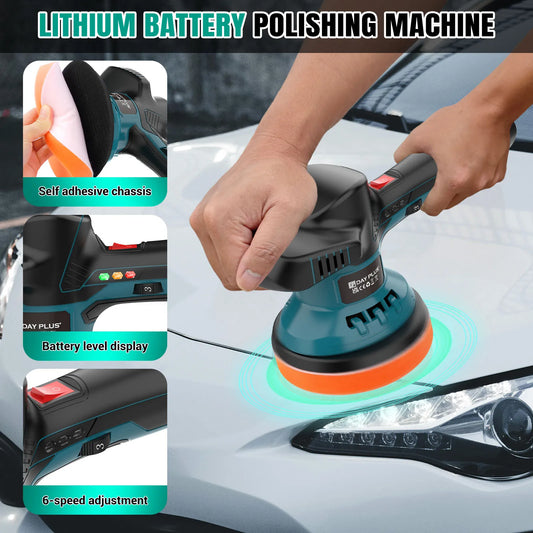 Lucidatrice Roto-Orbitale a Batteria Doppia, Kit Dettagli Auto 22 Pezzi, Lucidatrice Regolabile a 8 Velocità, Lucidatrice per Auto a Batteria al Litio, Finitura a Specchio Senza Graffi, Lucidatrice Professionale per Uso Dome
