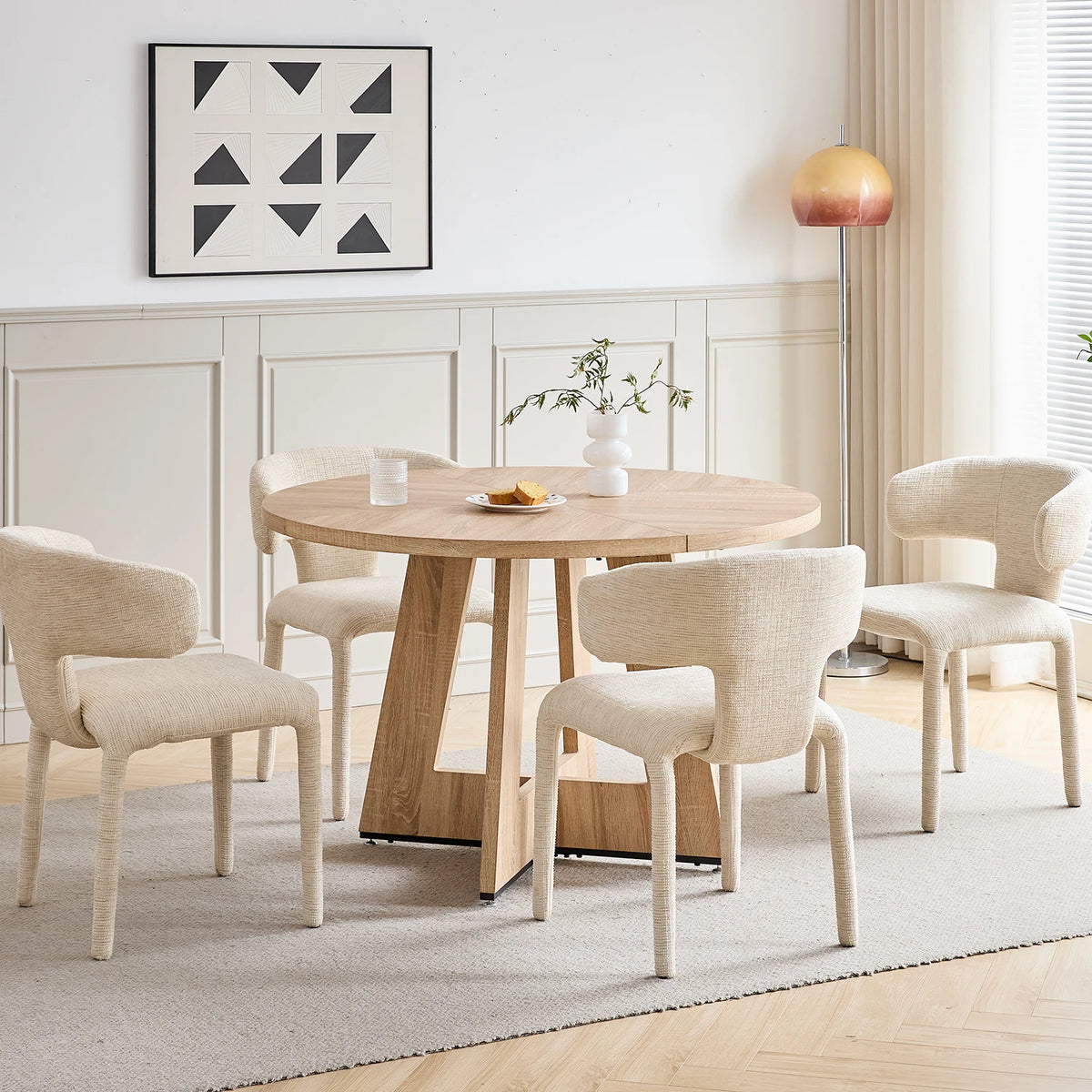 EGOONM Set di 2/4 sedie da pranzo moderne in tessuto di lino, sedie laterali imbottite con schienale curvo, per cucina e soggiorno