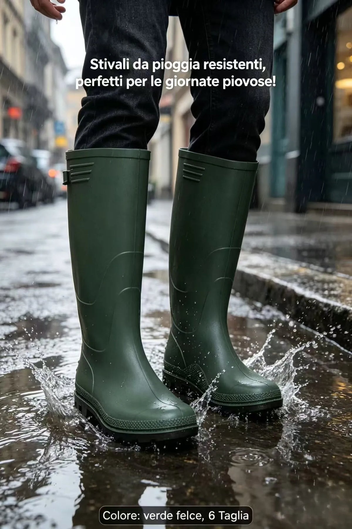Stivali da pioggia e giardinaggio unisex high top antiscivolo | Stivali resistenti e impermeabili per esterni, lavaggio auto, pesca-Stivali in PVC di Colore Verde Alto, Altezza Ginocchio