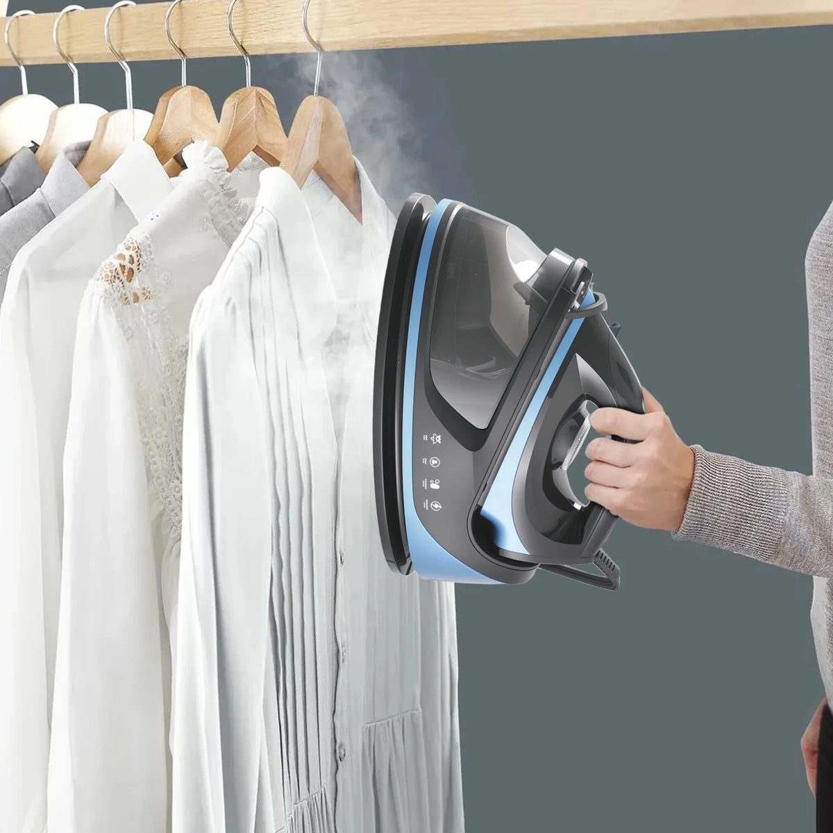 Ferro da Stiro Verticale e Portatile 2 in 1 da 2000W con Serbatoio Acqua da 1.1L, Rimuovi Pieghe Rapido, Anti-Goccia