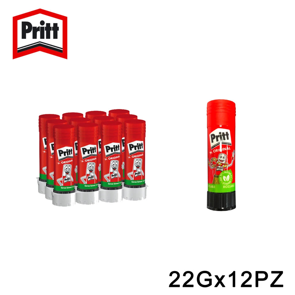 Confezione da 12 Pritt Penna Adesiva, colla in formato penna per lavori artistici, attività creative, scuola, ufficio e cancelleria