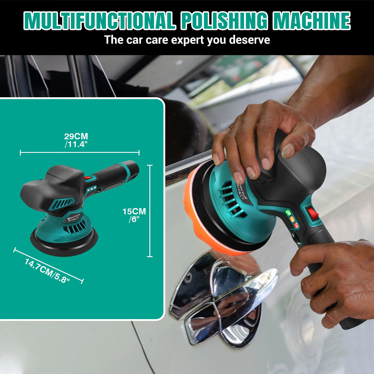 Lucidatrice per auto senza fili, lucidatrice elettrica a 6 velocità variabili con 2 batterie da 12V 2.0Ah – 2800-5500 giri/min, motore brushless – Per dettagli auto, ceratura, levigatura