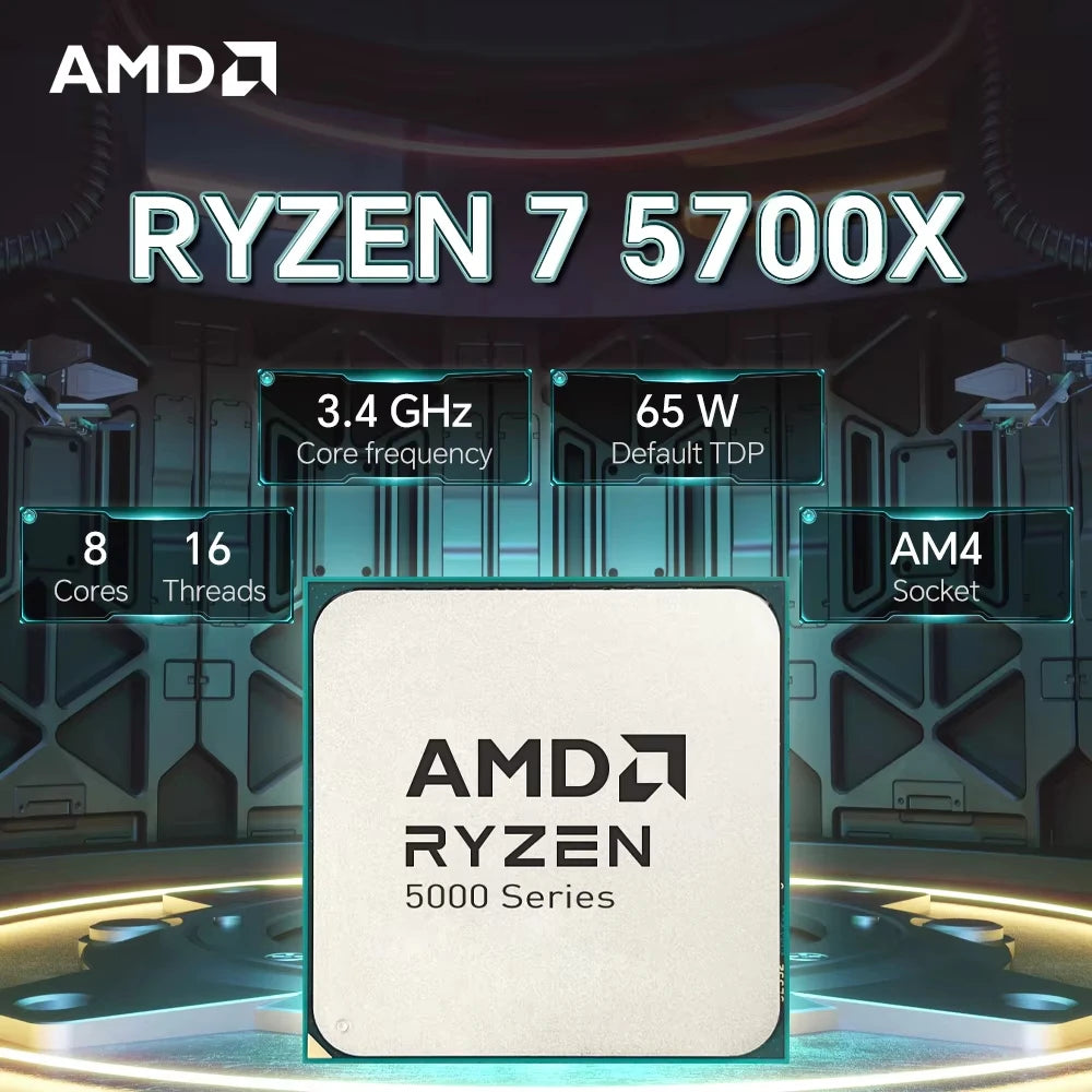 Processore Gaming Desktop AMD Ryzen 7 5700X 8C/16T fino a 4.6GHz Socket AM4 32MB Cache PCIe 4.0 - Solo CPU (Ventola Non Inclusa)