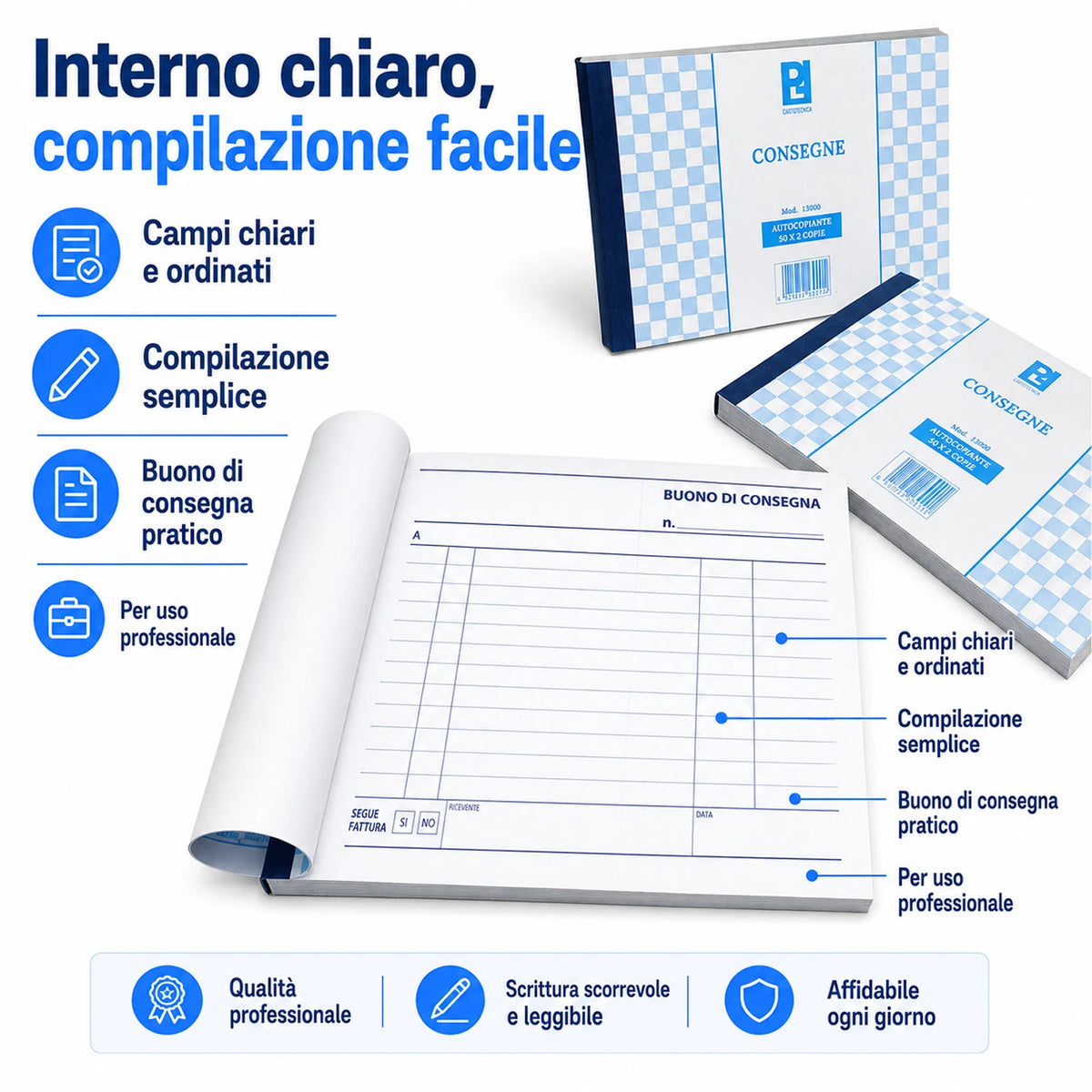 Confezione da 10 blocchi buono consegne Picarta, moduli per consegne, ricevute, magazzino, ufficio e attività commerciali