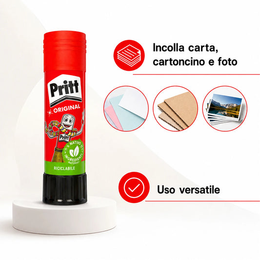Confezione da 12 Pritt Penna Adesiva, colla in formato penna per lavori artistici, attività creative, scuola, ufficio e cancelleria
