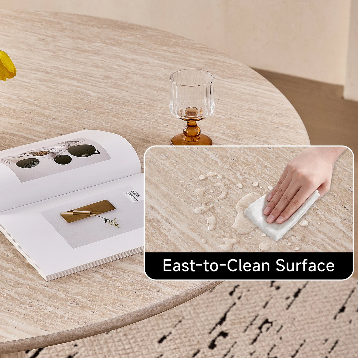 Tavolo da pranzo rotondo in stile nordico, tavolo da pranzo moderno per cucina domestica in legno massello, adatto per 4-6 persone, diametro 115 cm