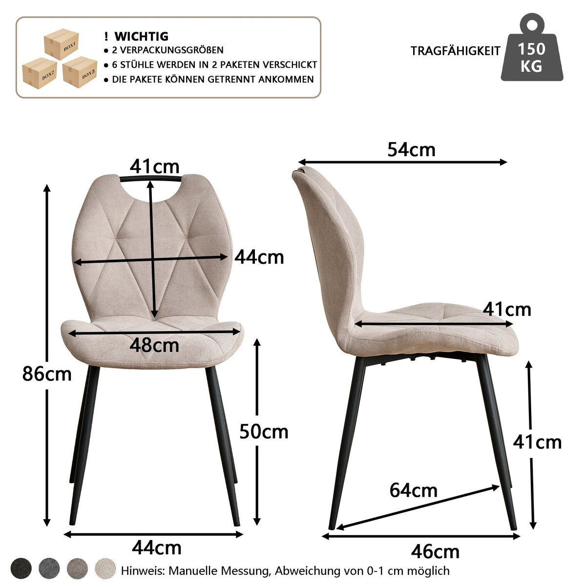Sedia da pranzo moderna 2/4/6 pezzi, comode sedie imbottite con gambe in metallo per cucina/soggiorno/camera da letto