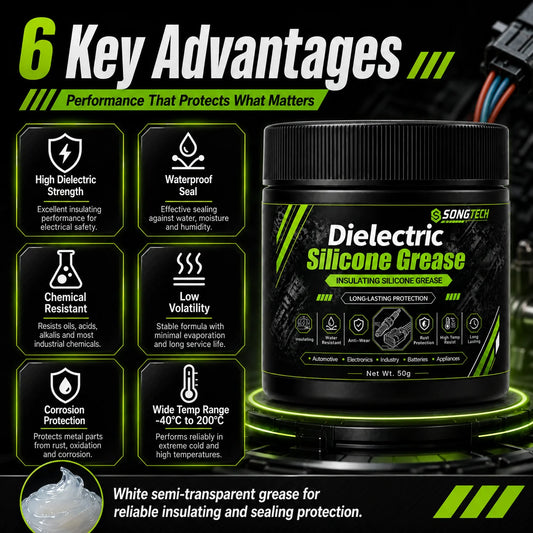 Grasso Dielettrico in Silicone DC-4A 50g 100g, Impermeabile e Isolante per Connettori Elettrici, Candele, O-Ring, Settore Automobilistico