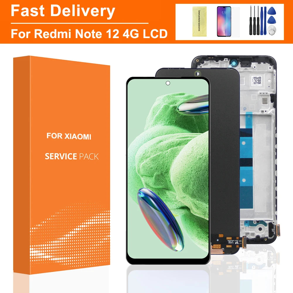 Schermo OLED per Xiaomi Redmi Note 12 4G 23021RAAEG muslimah Display Lcd Touch Screen con cornice per Redmi Note 12 4G LCD