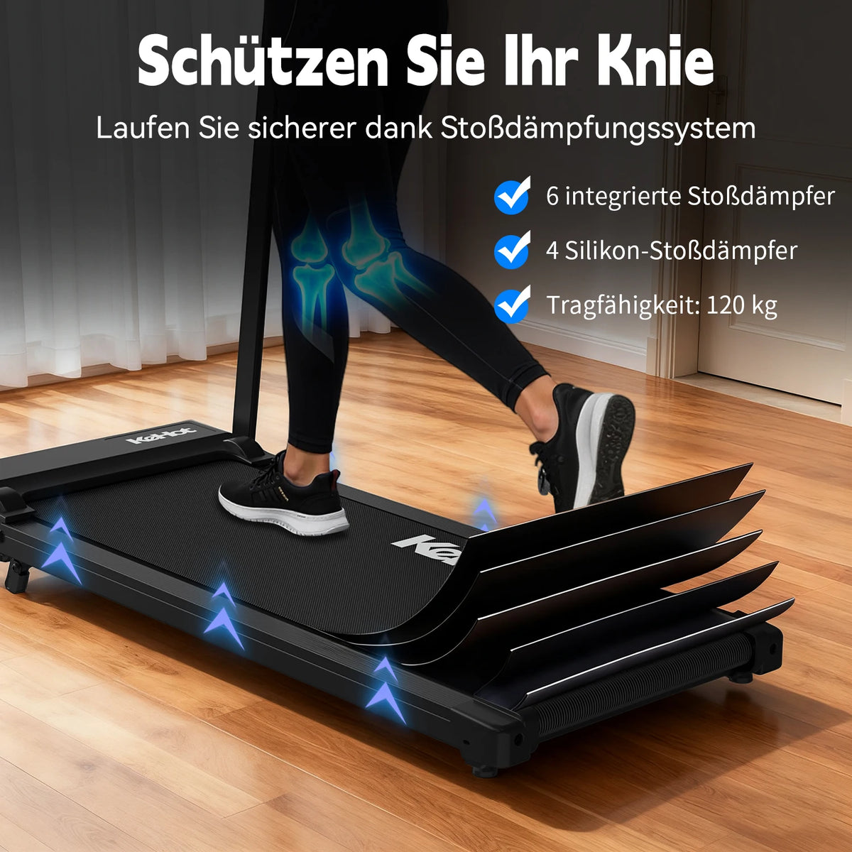 Tapis Roulant Kehot per Casa 1-12Km/H 8% Inclinazione App Bluetooth 12 Programmi di Allenamento Tapis Roulant Pieghevole per Palestra Domestica