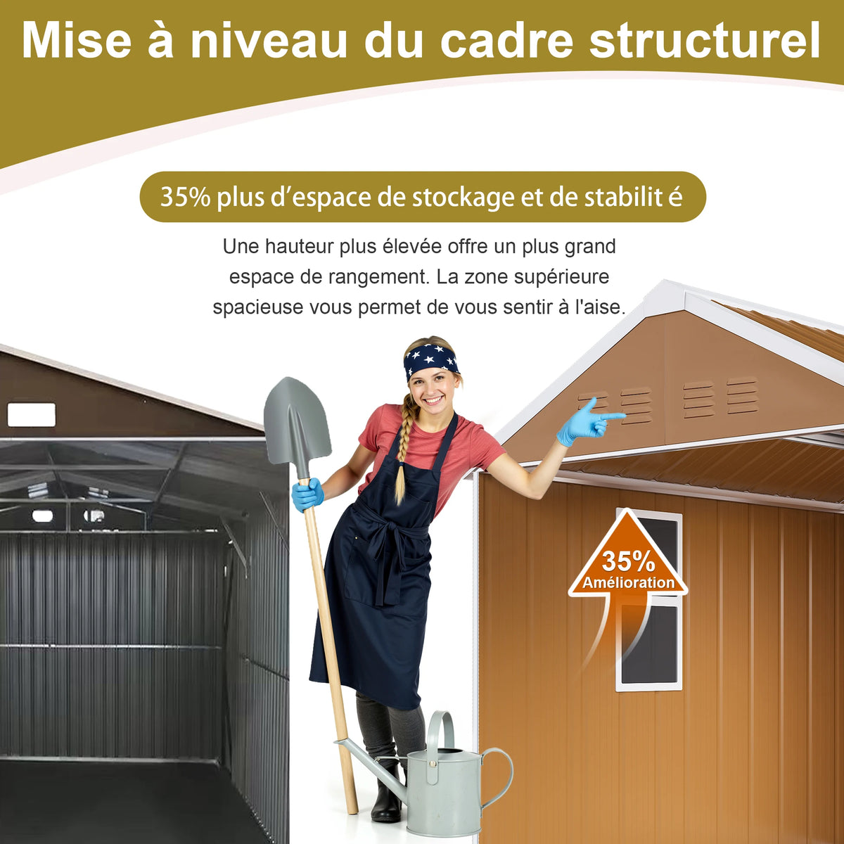 Casetta da giardino 1,8x1 m, capanno per attrezzi da esterno in metallo resistente alle intemperie con finestra, porta con serratura e sistema di ventilazione, senza pavimento, robusta casetta da giardino in acciaio per corti