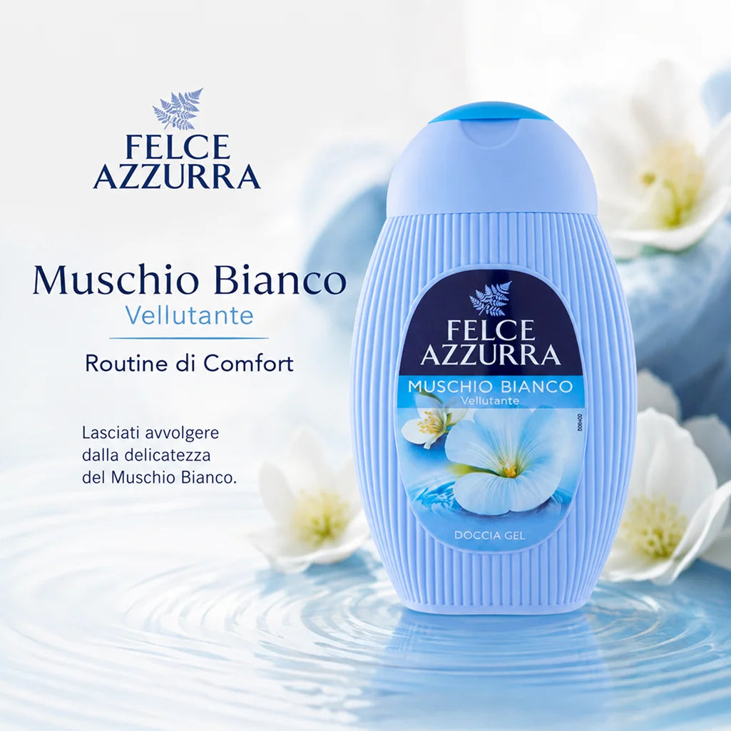 Confezione da 12 Felce Azzurra Doccia Muschio 250 ml, bagnodoccia profumato per la detersione quotidiana, 3 L totali