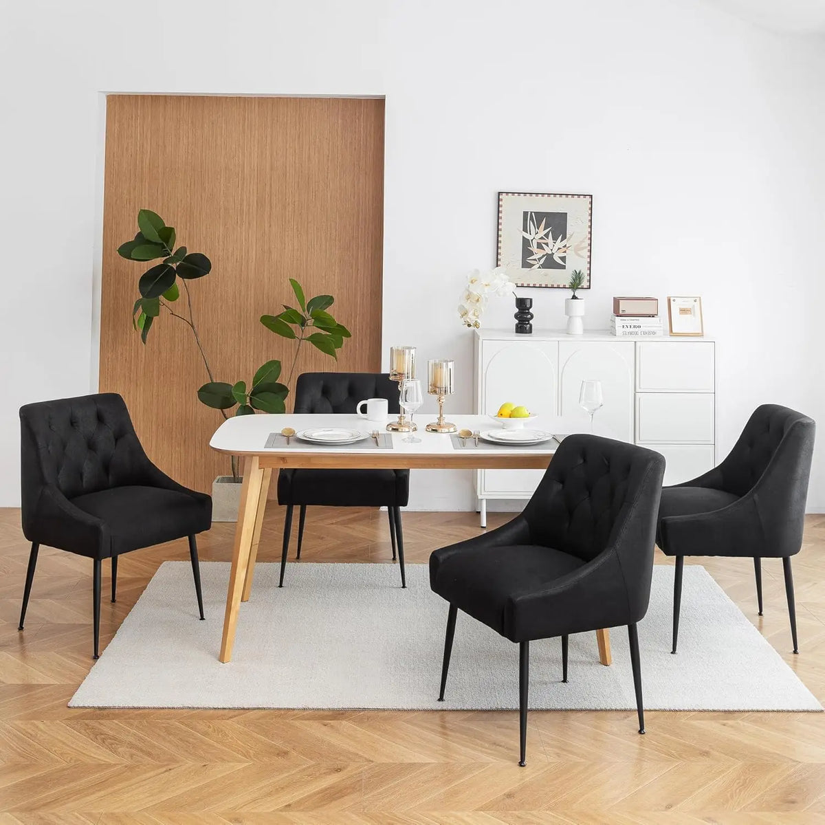 Set di 4 sedie da pranzo, sedie moderne con seduta imbottita e schienale ergonomico con gambe in metallo per cucina/soggiorno/rimessa