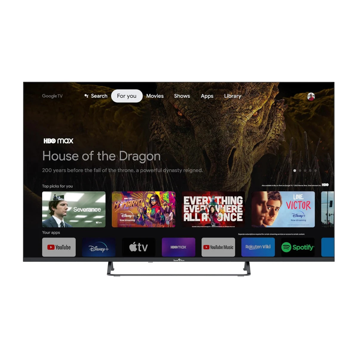 Smart Tech 55UG10V3 55" Ultra HD 4K Smart HDR Google TV, Dolby Audio, Wi-Fi, Bluetooth, Chromecast, Nero