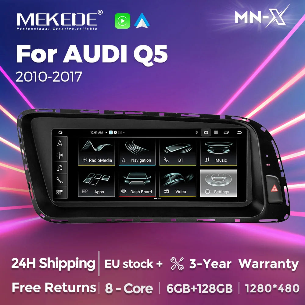 MEKEDE 8.8 "CarPlay Auto Android 14 Autoradio Radio Per Audi Q5 2010-2017 8 Core BT di Navigazione GPS DSP WIFI Lettori Multimediale