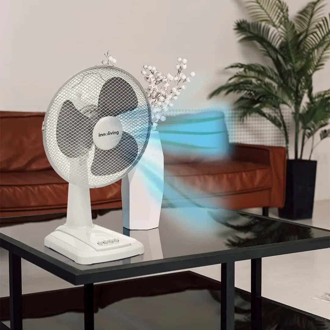 Ventilatore da Tavolo 40CM INN-502 con 3 Velocità, Inclinabile, Oscillazione Automatica, Griglia di Sicurezza, Potente 45W, Silenzioso ed Efficiente per Casa e Ufficio