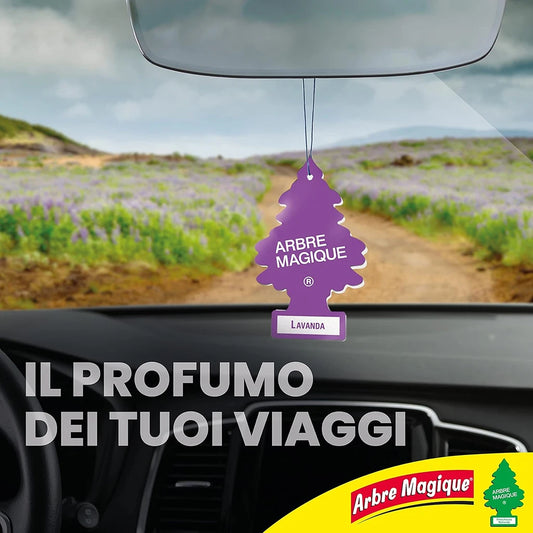 Confezione da 6, 12 o 24 Arbre Magique Lavanda, profumatori auto da appendere, fragranza fresca e versatile, formato scorta per auto, furgone, armadio e piccoli ambienti