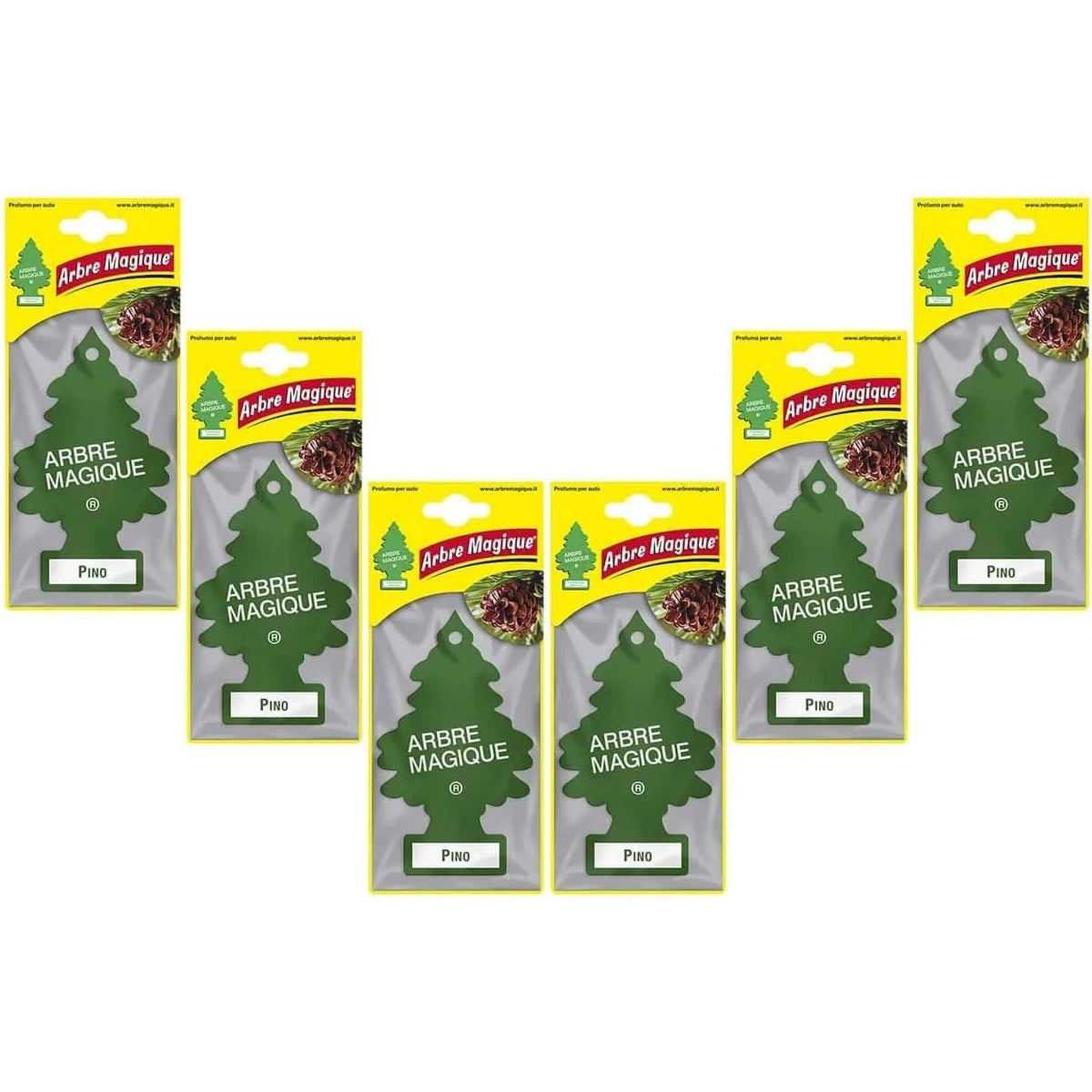 Arbre Magique Profumatore Auto, Fragranza assortiti, Profumazione Moderna, Durata Fino a 7 Settimane, Made in Italy, Confezione da 6 unità