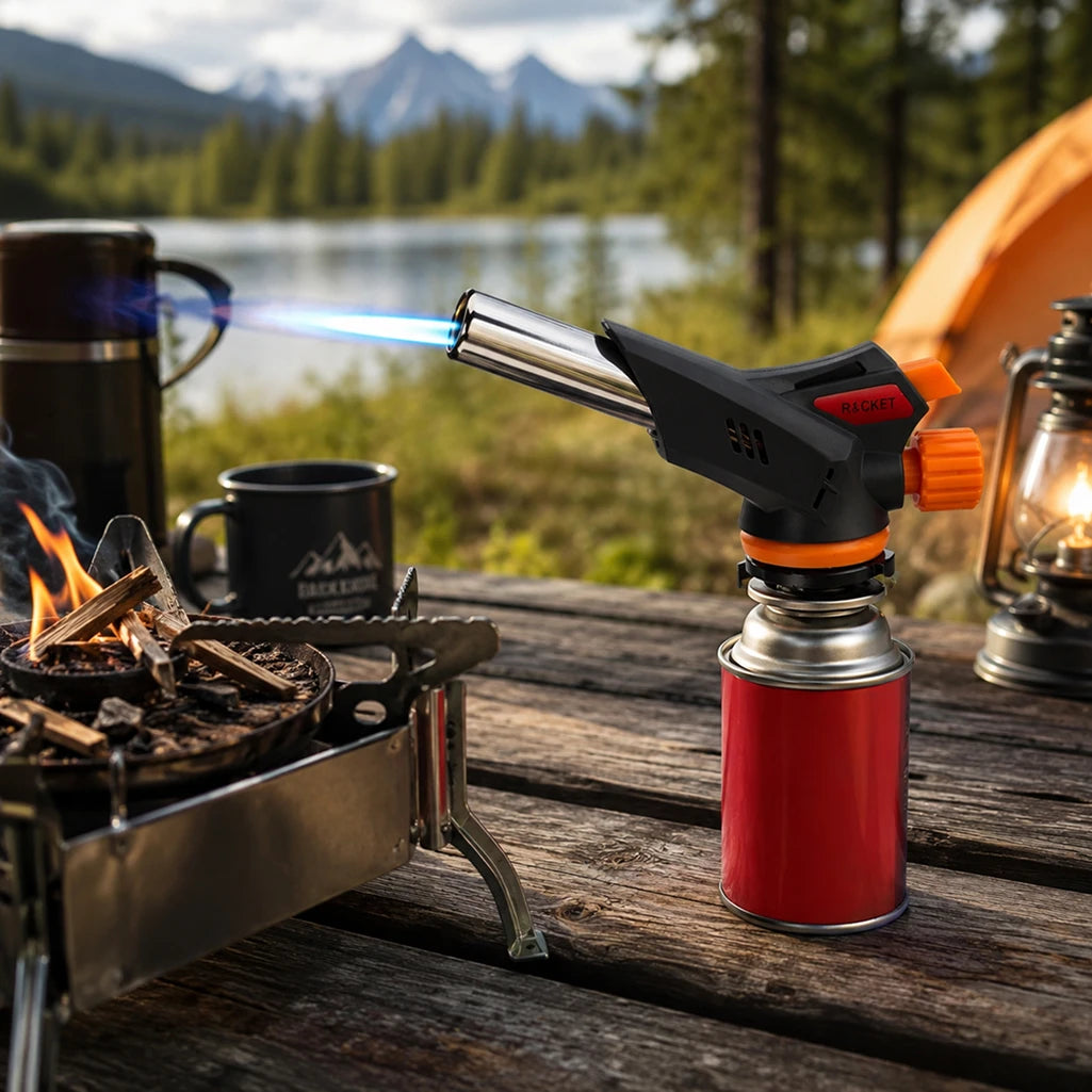 Confezione da 1 testa di cannello a gas Qback con adattatore Ø 22 mm, torcia da cucina e accenditore multiuso per cucina, barbecue e piccoli lavori compatibili