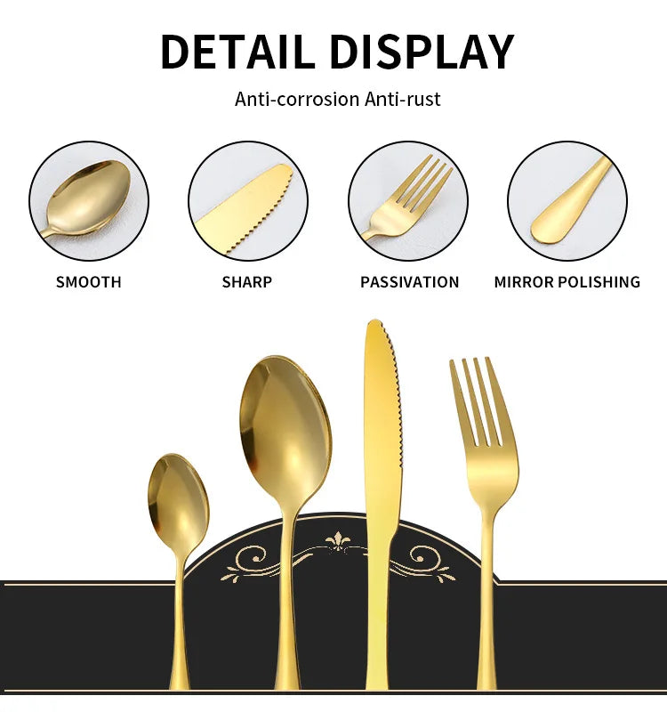 Set di posate in acciaio inossidabile color argento, composto da 24 pezzi: coltelli, forchette, cucchiai e cucchiaini, ideale per la tavola di casa e come regalo – set per 6 persone.