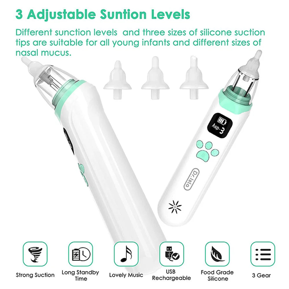 MAMIJOY Aspiratore nasale elettrico per bambini, pulitore nasale silenzioso per neonati, per ostruzioni e rinite, aspiratore nasale per neonati U94