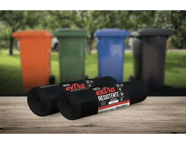 60PZ Sacco nero Extra Resistente, XL, 90 X120 cm 6 x 10pz -Sacco nero Extra Resistente per la raccolta indifferenziata del secco