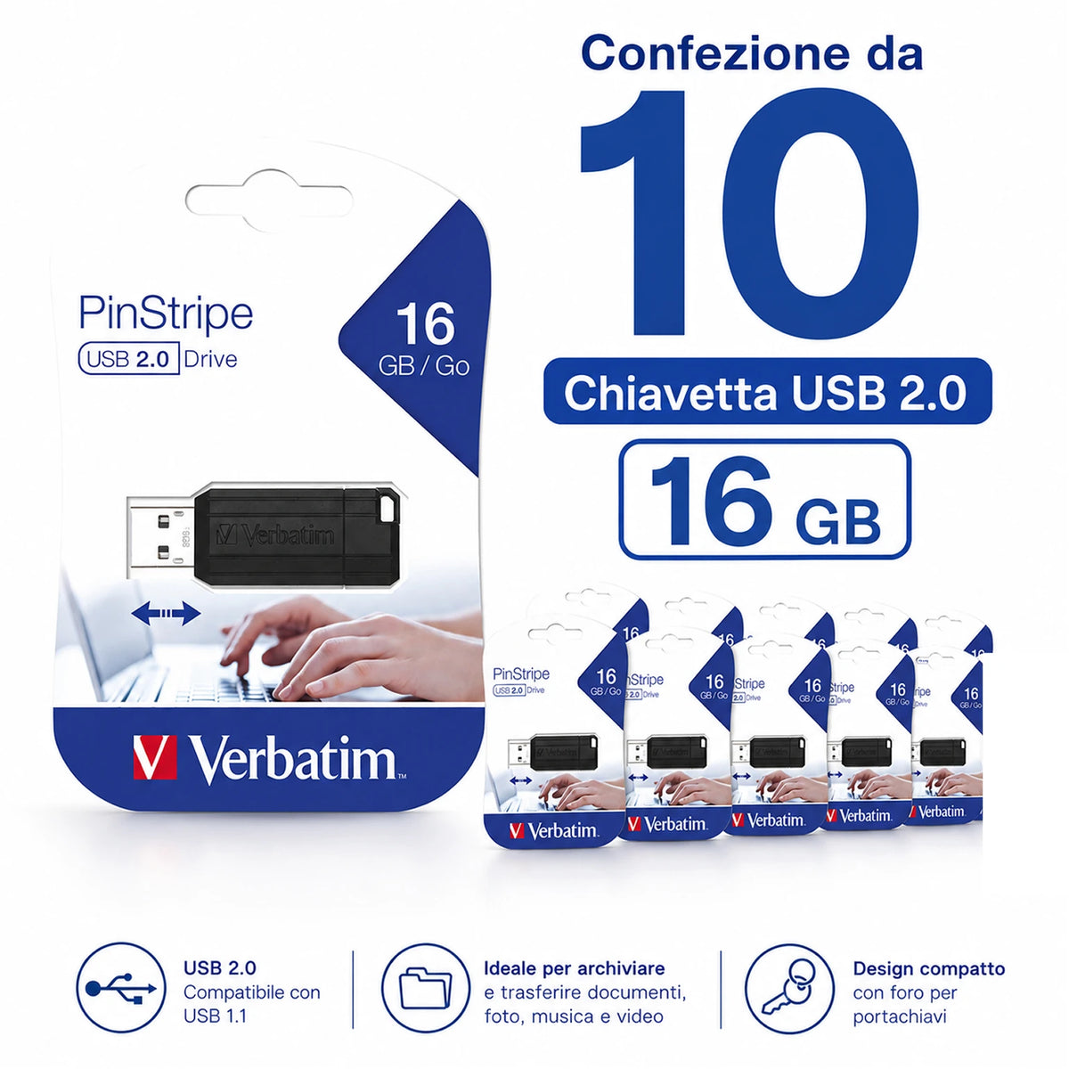 Confezione da 10 chiavette USB Kingston DataTraveler Exodia da 64 GB, memorie flash USB 3.2 DTX/64GB con laccetto incluso, per laptop e computer
