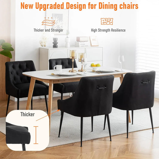 Set di 4 sedie da pranzo, sedie moderne con seduta imbottita e schienale ergonomico con gambe in metallo per cucina/soggiorno/rimessa