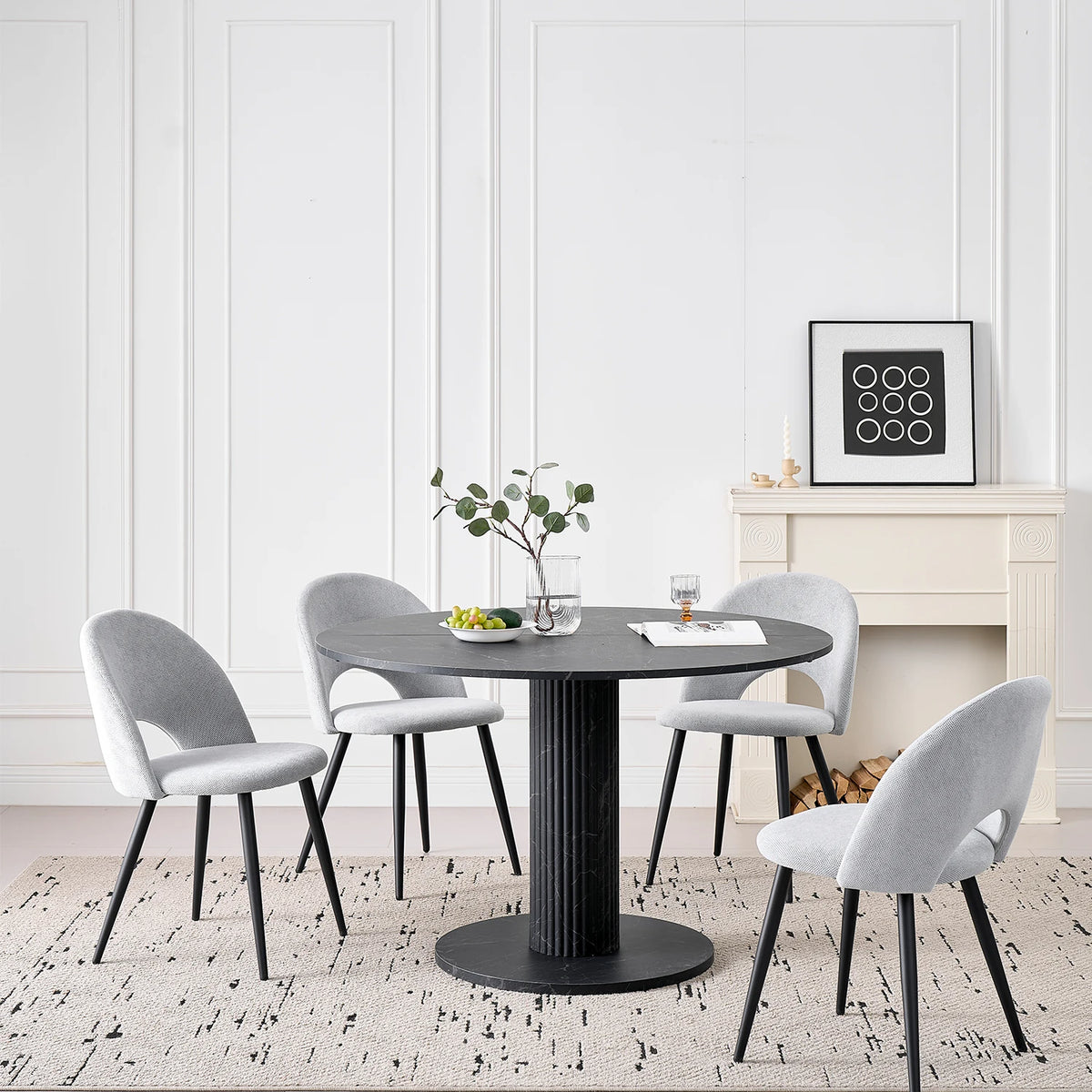 Tavolo da pranzo rotondo in stile nordico, tavolo da pranzo moderno per cucina domestica in legno massello, adatto per 4-6 persone, diametro 115 cm