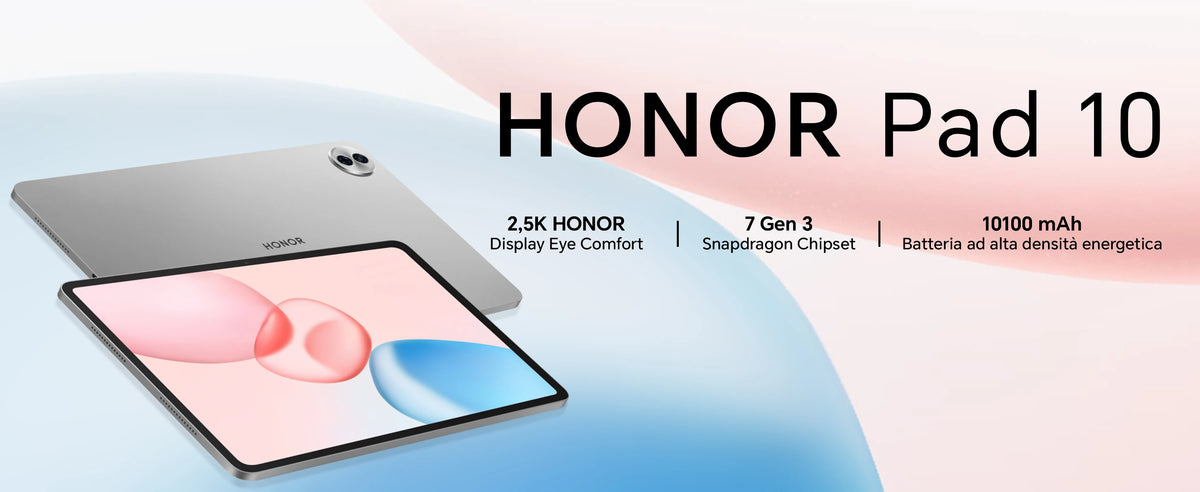 HONOR Pad 10 da 12,1 pollici, 120 Hz, display HONOR Eye Comfort da 2,5K, 8 GB/256 GB, Wi-Fi, batteria da 10.100 mAh, processore Snapdragon 7 Gen 3 a 4 nm, efficienza AI, 6 altoparlanti, Android 15, grigio