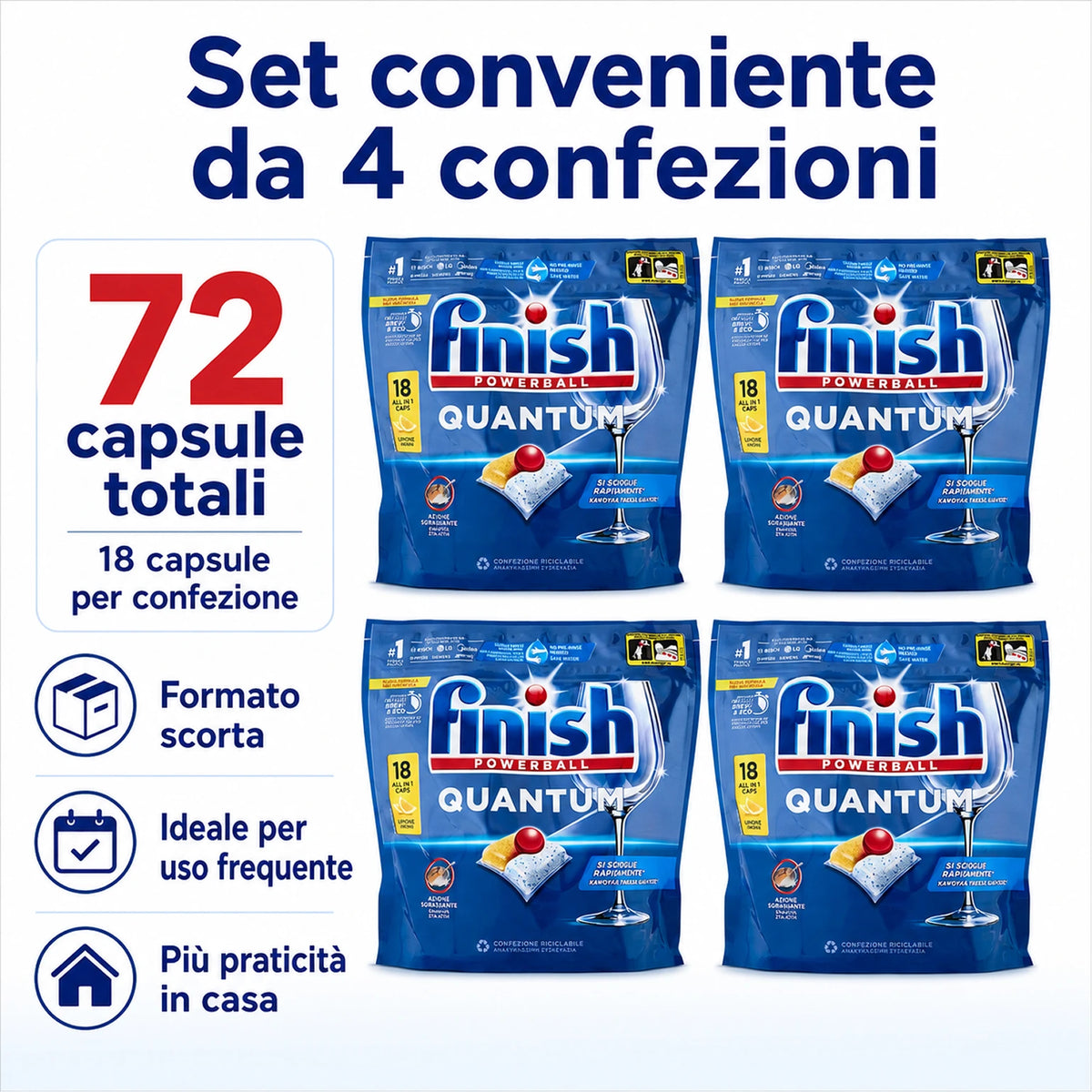 Confezione da 3 Finish Powergel Fresh, gel detersivo liquido per lavastoviglie multiazione, 30 lavaggi per flacone, 90 lavaggi totali