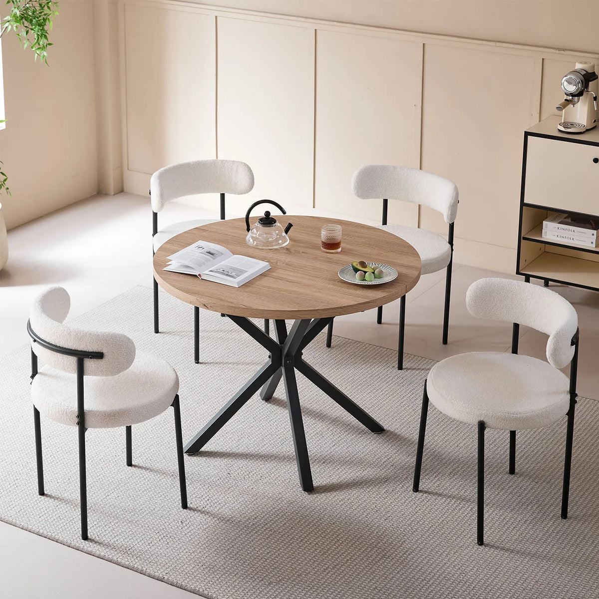 EGOONM Set di 2/4/6 Sedie da Pranzo in Stile Nordico, Sedie Imbottite in Velluto Teddy per Cucina e Sala da Pranzo