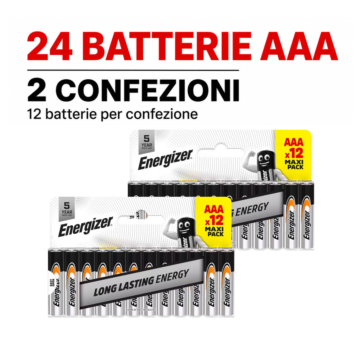Energizer Everyday AAA DHP12, pile alcaline ministilo per telecomandi, giocattoli, orologi e dispositivi elettronici, varianti da 2, 3, 10 o 20 confezioni