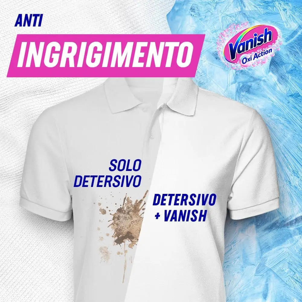 Confezione da 4 Vanish Oxi Action Multipower Polvere Bianco Splendente 1 kg, smacchiatore per capi bianchi, additivo lavatrice multiazione senza candeggina